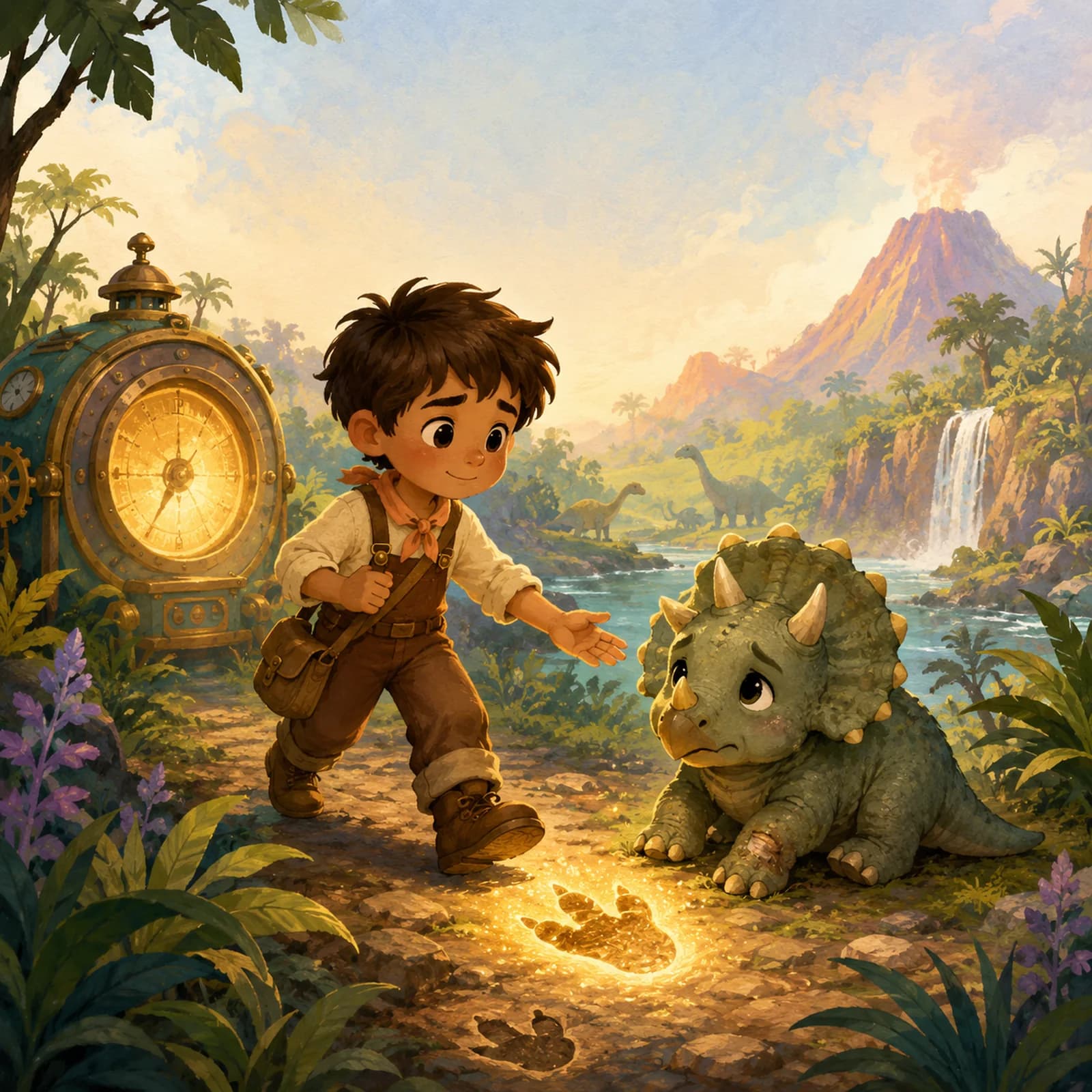 The Brave Dino Rescue story card art